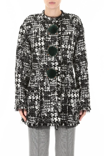 Shop Dolce & Gabbana Tweed Pompom Jacket In Multi