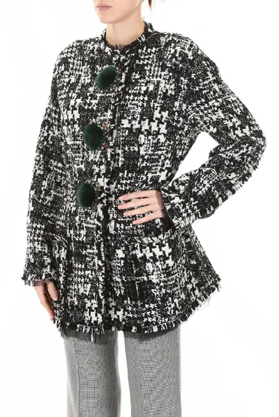Shop Dolce & Gabbana Tweed Pompom Jacket In Multi