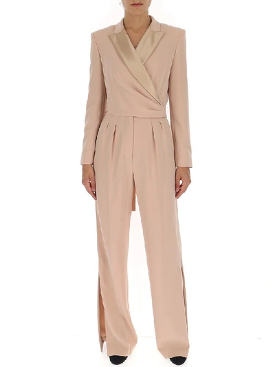 Shop Max Mara Tuxedo Jumpsuit In Beige