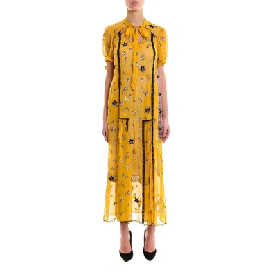Shop Coach Penguin Print Panelled Dress In Yellow