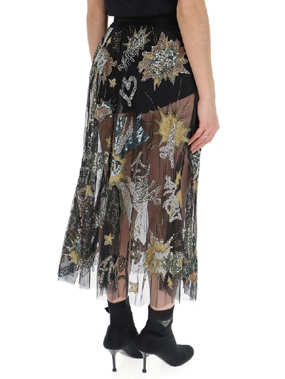 Shop Amen Sheer Embellished Skirt In Black