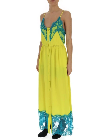 Shop Msgm Lace Detail Maxi Dress In Multi