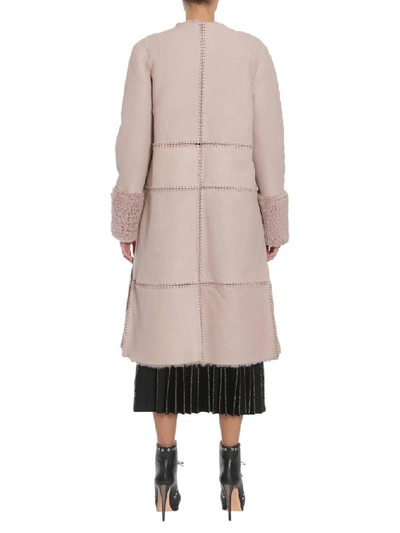 Shop Alexander Mcqueen Long Shearling Coat In Pink