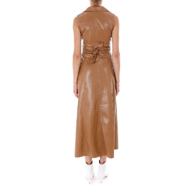 Shop Nanushka Sharma Sleeveless Tie Waisted Dress In Brown