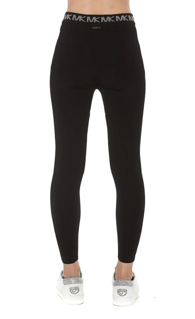 Shop Michael Michael Kors Elastic Waist Logo Leggings In Black