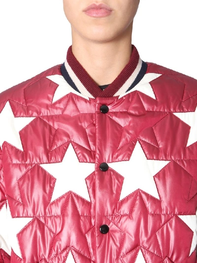 Shop Saint Laurent Padded Star Bomber Jacket In Bordeaux