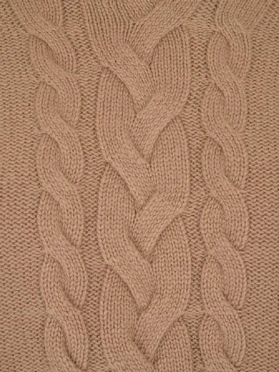 Shop Max Mara 's  Turtleneck Cable Knit Jumper In Beige