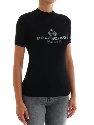 Shop Balenciaga Logo Print Crewneck T In Black