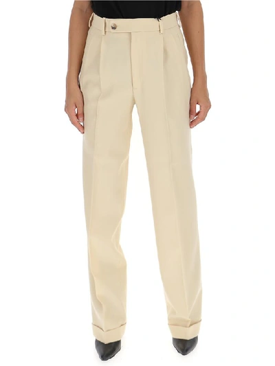 Shop Gucci Wide Leg Pants In Beige