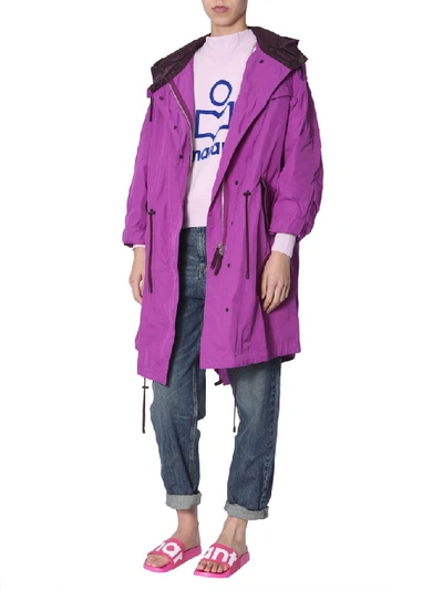 Shop Isabel Marant Étoile Hooded Long Coat In Purple