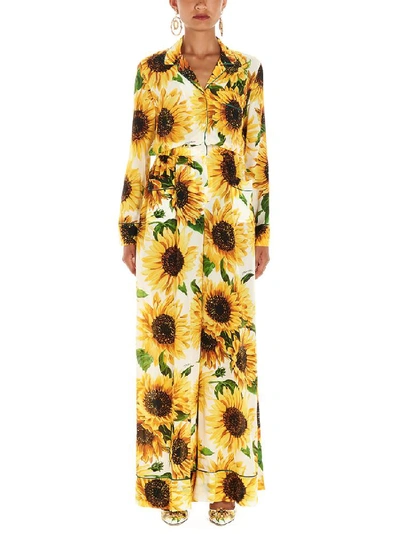 Shop Dolce & Gabbana Sunflower Print Jumpsuit In Multi
