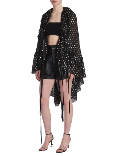 Shop Saint Laurent Ruffled Cape Top In Black