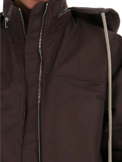 Shop Rick Owens High Neck Cropped Jacket In Brown