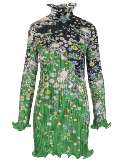 Shop Givenchy Floral Print Pleated Dress In Multi