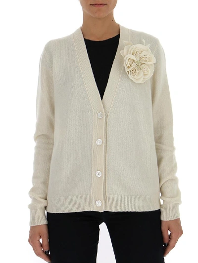 Shop Gucci Rose Corsage Cardigan In White