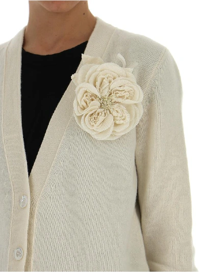Shop Gucci Rose Corsage Cardigan In White