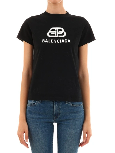 Shop Balenciaga Logo Print T In Black