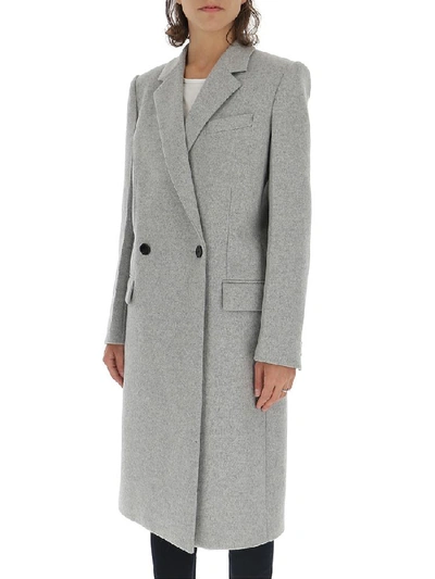 Shop Givenchy Double Breasted Tailored Coat In Grey