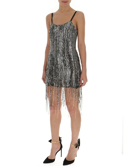 Shop Amen Sequin Embroidered Mini Dress In Silver