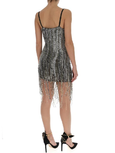 Shop Amen Sequin Embroidered Mini Dress In Silver