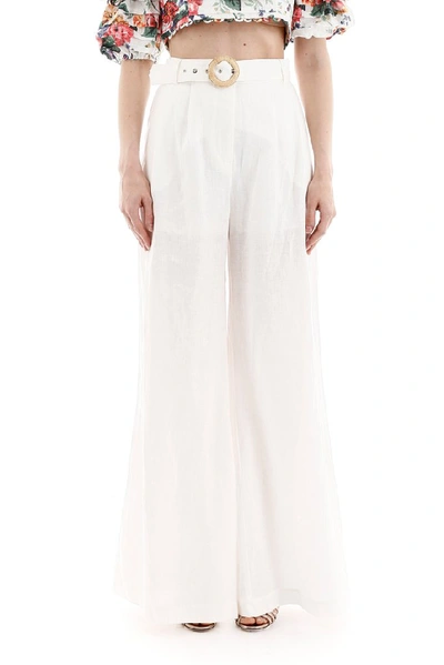 Shop Zimmermann Honour High Waisted Pants In White