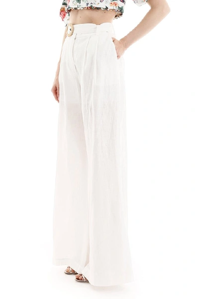 Shop Zimmermann Honour High Waisted Pants In White