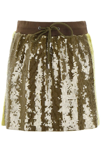 Shop Alberta Ferretti Sequinned Mini Skirt In Gold