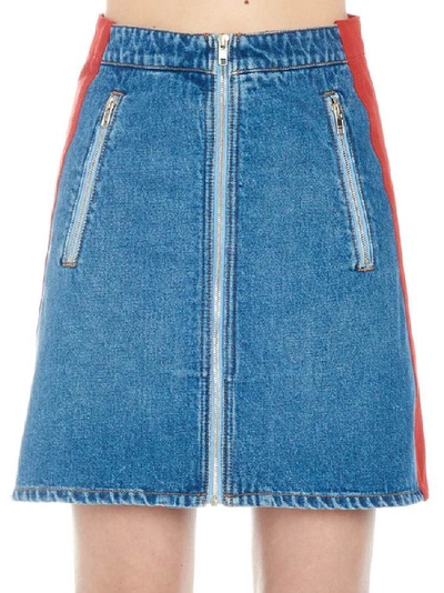 Shop Kenzo Contrast Denim Skirt In Multi