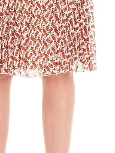 Shop Burberry Monogram Print Pleated Skirt In Multi