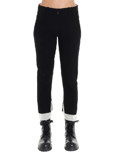 Shop Ann Demeulemeester Contrasting Trim Capri Pants In Black