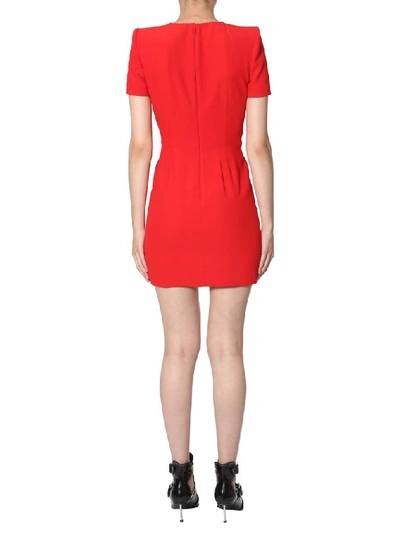 Shop Alexander Mcqueen Draped Detail Fitted Dress In Red