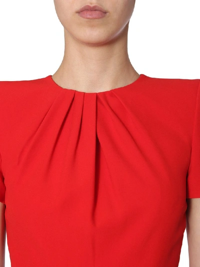 Shop Alexander Mcqueen Draped Detail Fitted Dress In Red