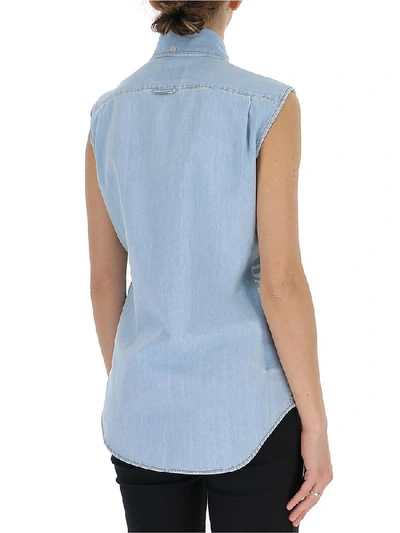 Shop Prada Sleeveless Shirt In Blue
