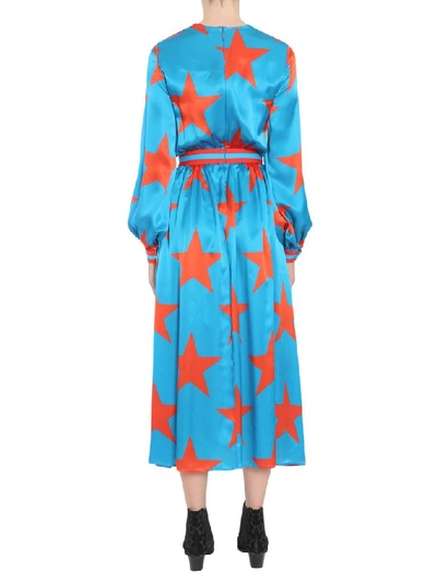 Shop Msgm Star Print Maxi Dress In Blue