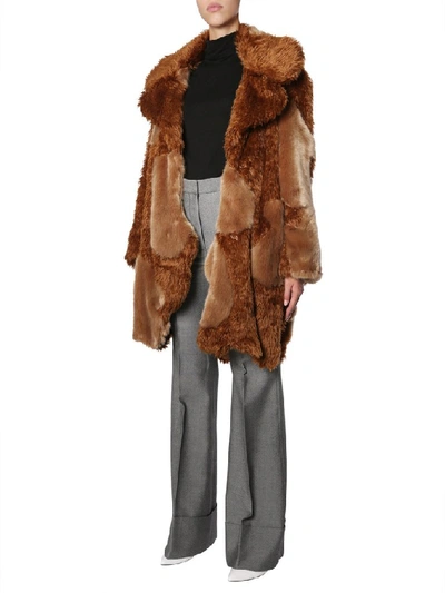 Shop Stella Mccartney Faux Fur Oversized Coat In Brown