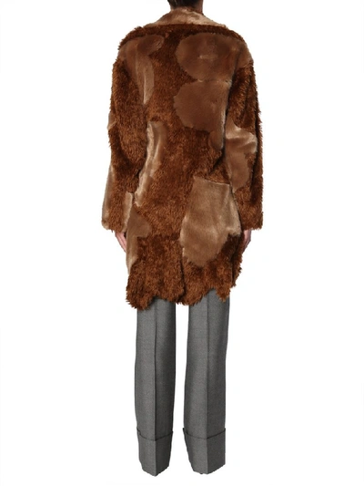 Shop Stella Mccartney Faux Fur Oversized Coat In Brown
