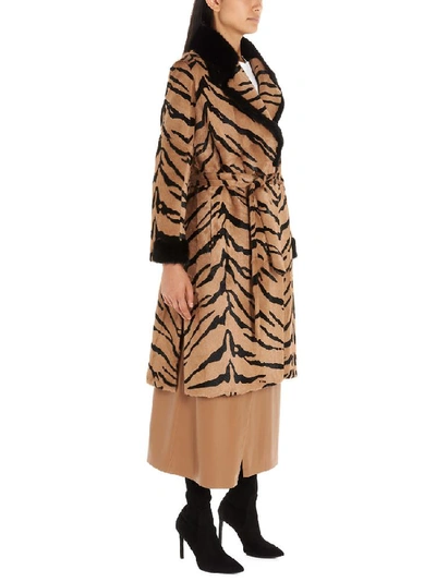 Shop Simonetta Ravizza Tiger Print Belted Trench Coat In Multi