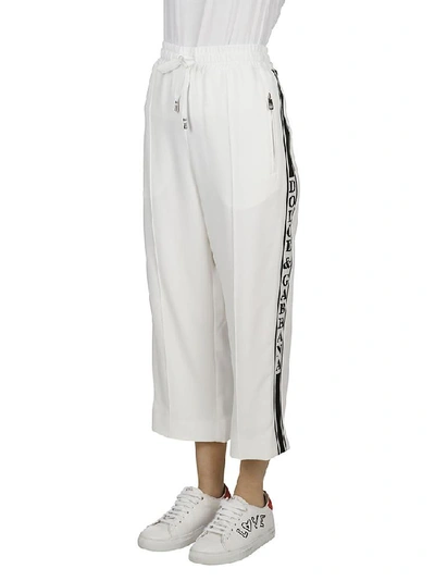 Shop Dolce & Gabbana Side Logo Band Cropped Joggers In White