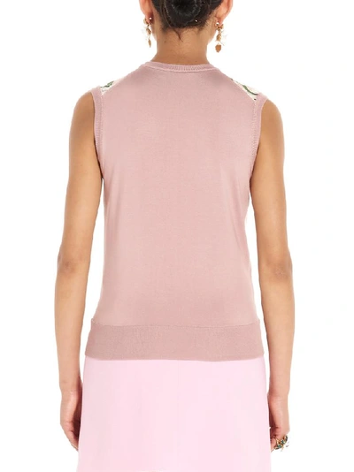Shop Dolce & Gabbana Floral Print Knitted Vest In Pink