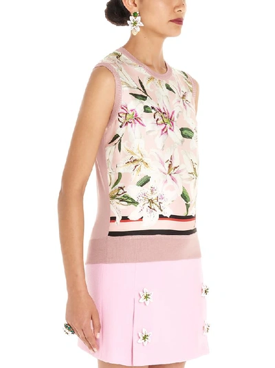 Shop Dolce & Gabbana Floral Print Knitted Vest In Pink