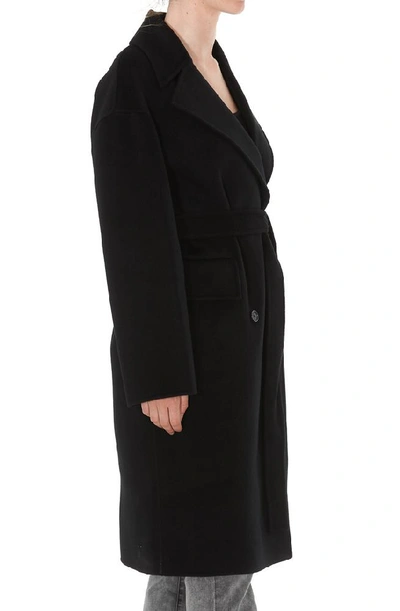 Shop Kenzo Double Breasted Belted Coat In Black