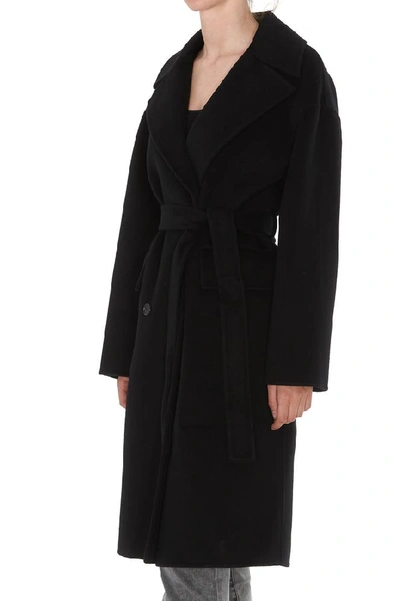 Shop Kenzo Double Breasted Belted Coat In Black