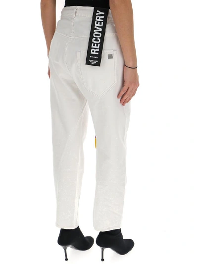 Shop Palm Angels Drawstring Jeans In White