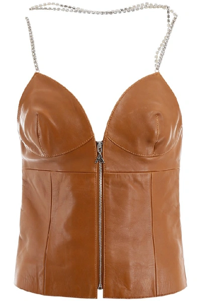 Shop Area Embellished Crystal Strap Top In Brown