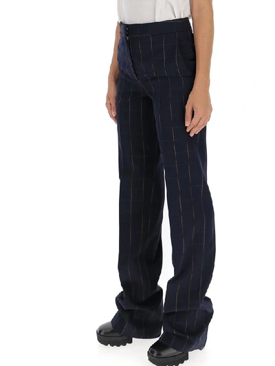 Shop Stella Mccartney Wide Fit Check Formal Pants In Blue