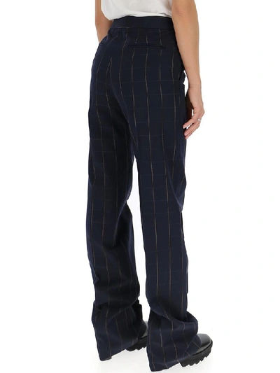 Shop Stella Mccartney Wide Fit Check Formal Pants In Blue