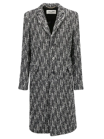 Shop Saint Laurent Structured Chevron Patterned Coat In Multi