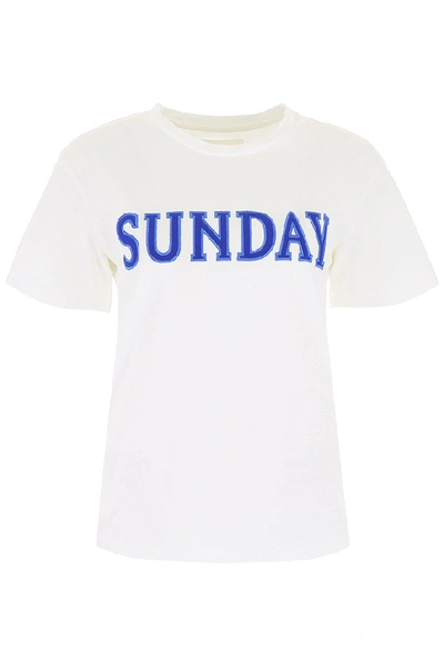 Shop Alberta Ferretti Sunday Embroidered T In White