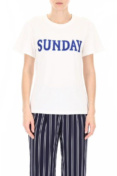 Shop Alberta Ferretti Sunday Embroidered T In White