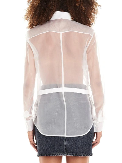 Shop Helmut Lang Detachable Bib Sheer Detail Shirt In White